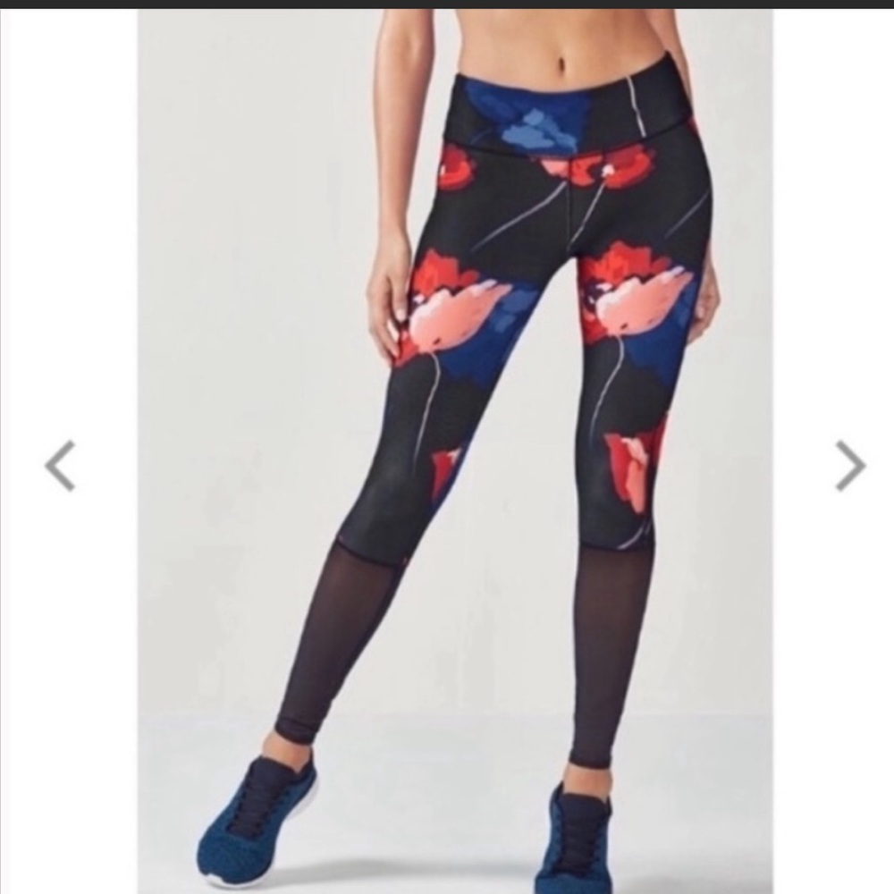 Fabletics Leggings Phillipa Blue Red Floral Print